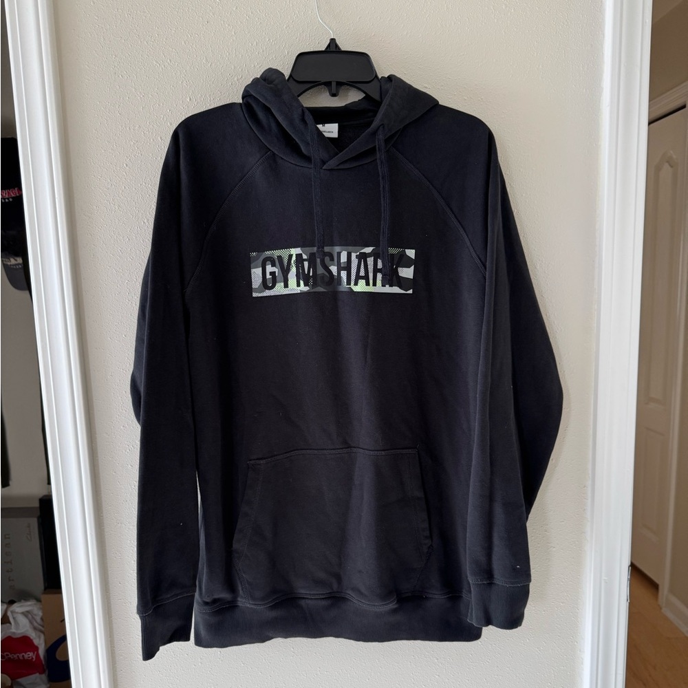 Gymshark Men’s Sz Medium M Black Hooded Sweatshirt Hoodie